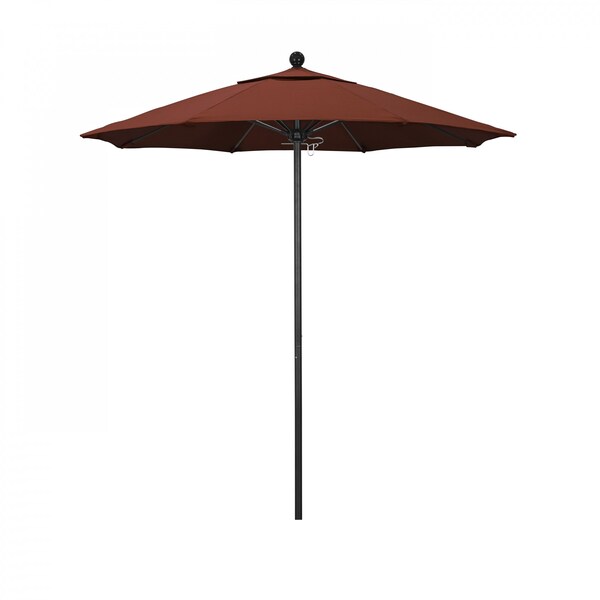 California Umbrella 7.5' Black Aluminum Market Patio Umbrella, Sunbrella Terracotta 194061334454 - main
